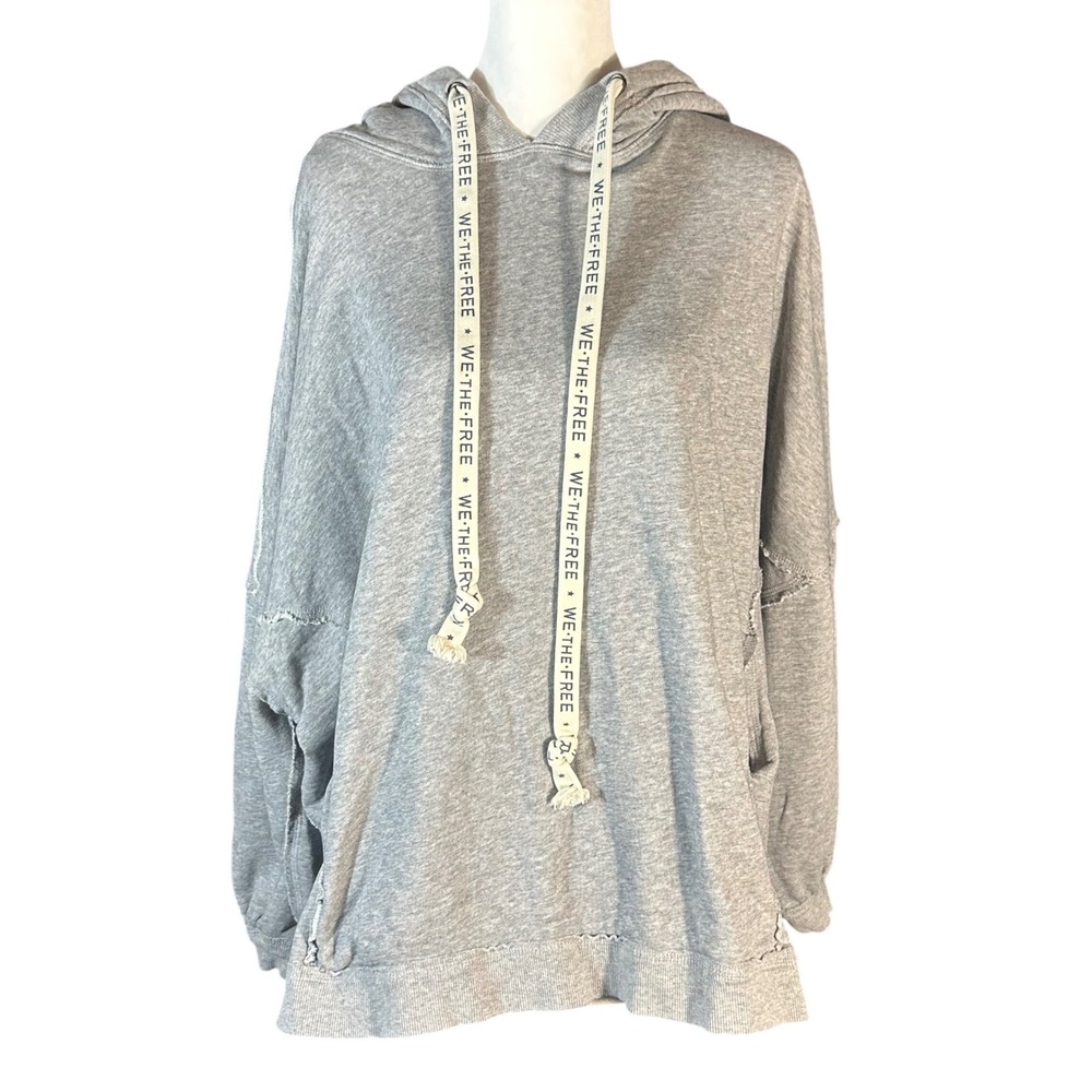 We The Free Hoodie Women Medium Gray Oversized Exposed Seam‎ Pullover